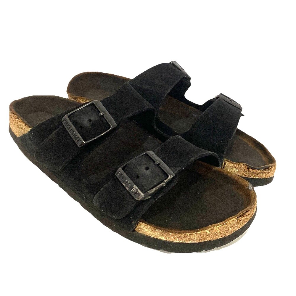 Birkenstock Arizona Soft Footbed Black Suede Double Strap Sandals EU 36 Womens